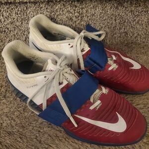 Nike Red and White Romaleos 3 Shoe